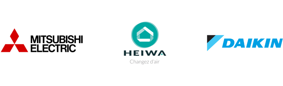 Nos partenaires : Mitsubishi Electric, Heiwa, Daikin
